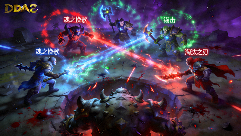 DOTA2游戏比赛画面，展示肉山团战中多个英雄释放大招的宏大场面